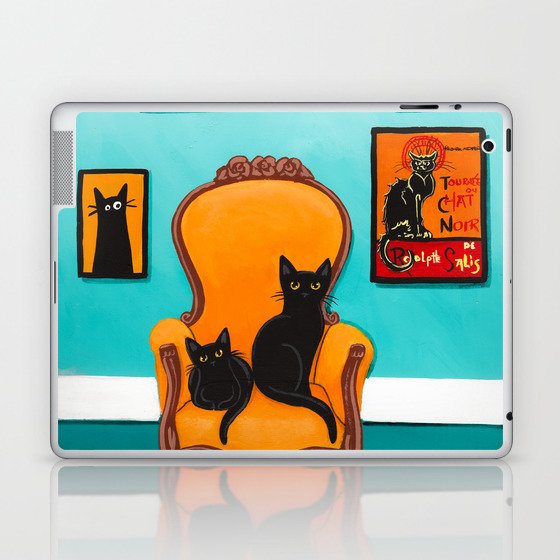 Black Cat in the Turquoise Room Laptop & iPad Skin