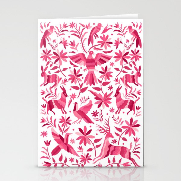 Mexican Otomi Design in Pink by Akbaly Stationery Cards
