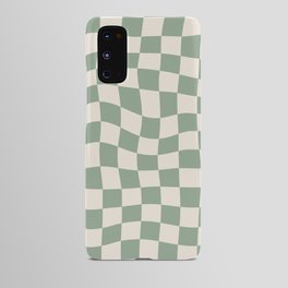 Sage Green Wavy Checkered Pattern Android Case
