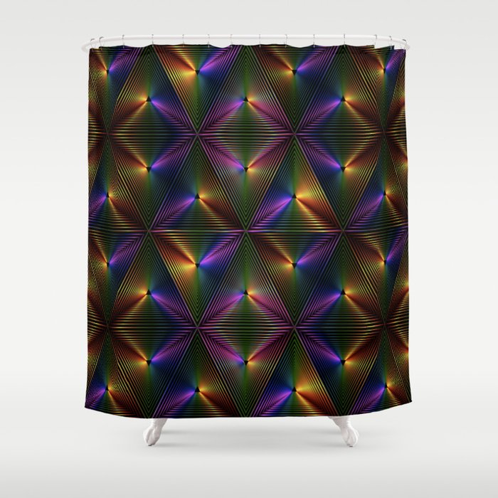 TRIANGULAR PURPLE AND GOLD PRISMATIC BACKGROUND. Shower Curtain