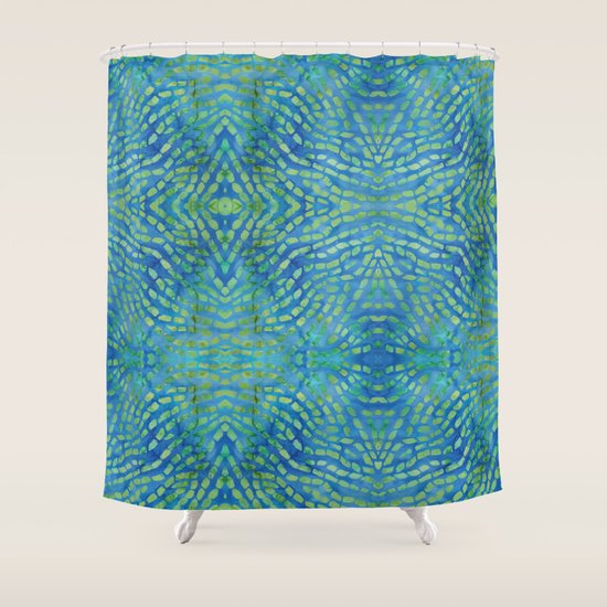 Batik Blue Green Teal Shower Curtain By Junkydotcom Society6