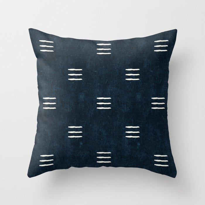 triple dash - dark blue Throw Pillow