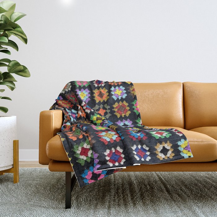 Crochet Granny Squares // Bright Throw Blanket