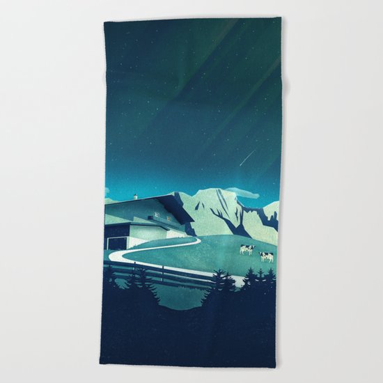 Alpine Hut Beach Towel