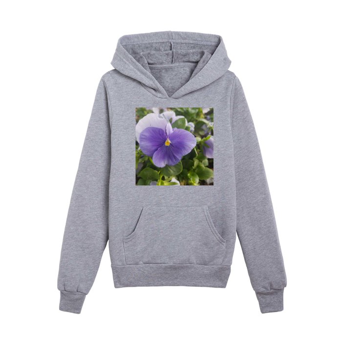 light blue pansy - natural photography Kids Pullover Hoodie