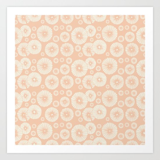 Pink Flowers on Tropical Blush Art Print