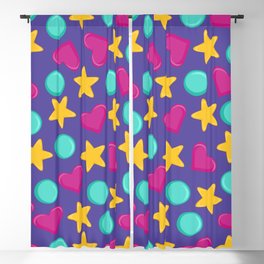 Stars, Dots and Hearts (purple) Blackout Curtain