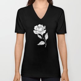Black Flower Florist Flowers V Neck T Shirt