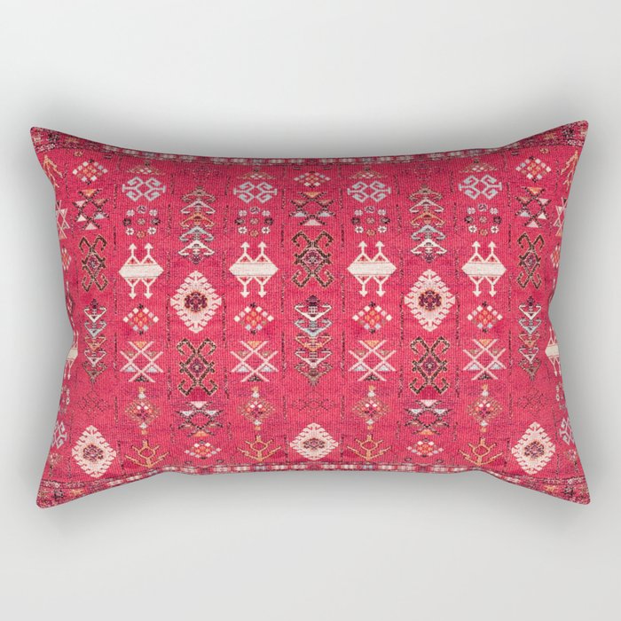 N227 - Pink Heritage Oriental Eclectic Traditional Moroccan Style Rectangular Pillow