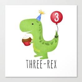 Three-Rex (Green Dinosaur) Canvas Print