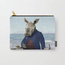 Mr. Rhino's Day at the Beach Carry-All Pouch | Gentleman, Seaside, Shore, Framed Prints, Rhino, Funny, Decorate Decoration, Digital, Gift Guide Ideas, Vintage 