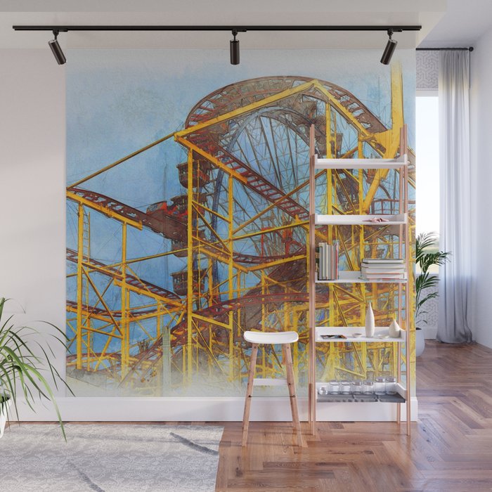 Munich Beer Festival - Roller Coaster & Ferris Wheel Wall Mural