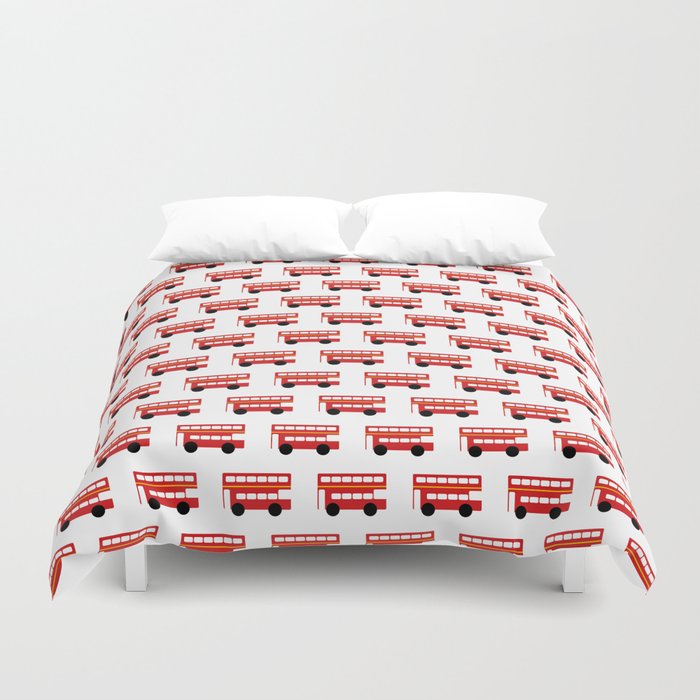London Double Decker Red Bus Duvet Cover By Carrielymandesigns