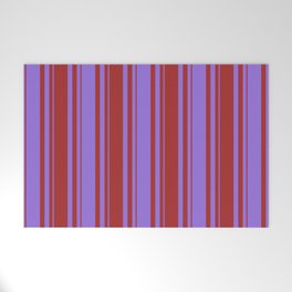 [ Thumbnail: Purple and Brown Colored Lines Pattern Welcome Mat ]