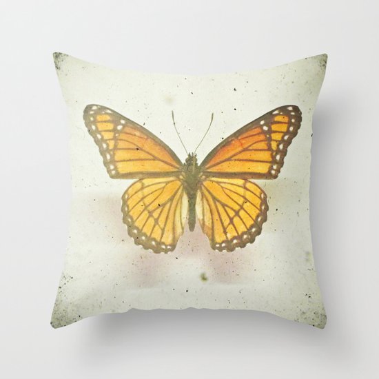 Golden Butterfly Throw Pillow