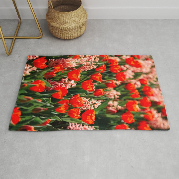 Red Tulips and Pink Hyacinth Rug