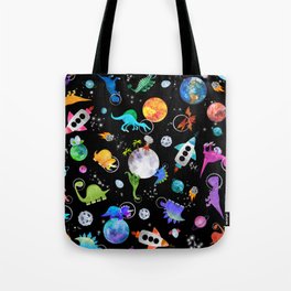 Dinosaur Astronauts In Outer Space Tote Bag