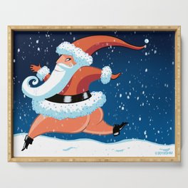 Pant-less Santa greeting card Serving Tray
