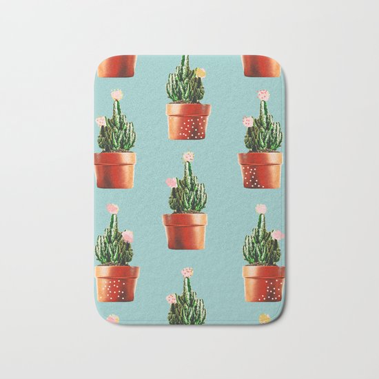 Cactus in Copper Pots #society6 #decor #buyart Bath Mat