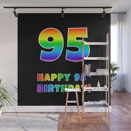 [ Thumbnail: HAPPY 95TH BIRTHDAY - Multicolored Rainbow Spectrum Gradient Wall Mural ]