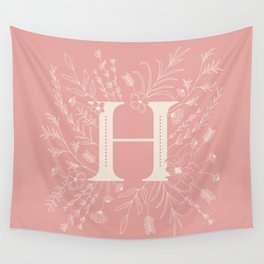 Botanical Letter H (Hibiscus Pink) Wall Tapestry