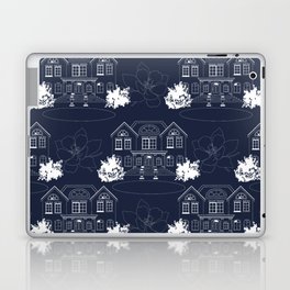 Tree pattern with a house in pastel color line art. Laptop Skin