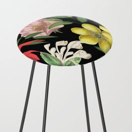 Tropical Botanical Flowers, Foliage and Leaves Counter Stool