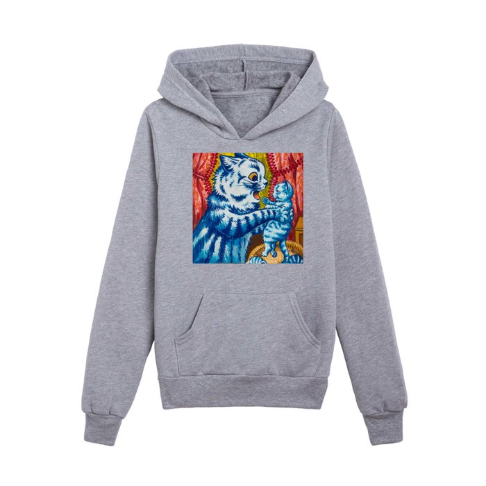 Cat and her Kittens by Louis Wain Kids Pullover Hoodie