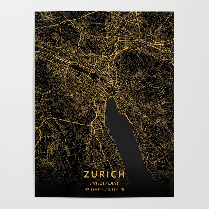 Zurich, Switzerland - Gold Poster