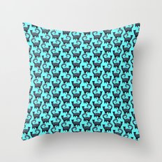 Blue Snobby Cats Throw Pillow
