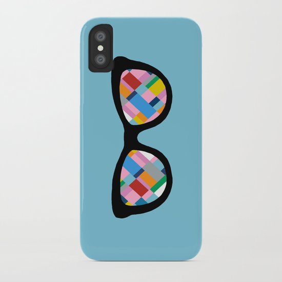 Map 45 Glasses on Sky Blue iPhone Case