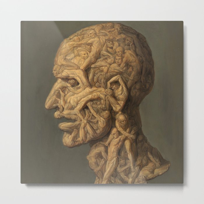 Testa Anatomica human anatomy male body figurative surreal montage art portrait painting Metal Print