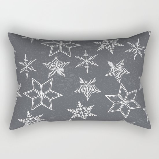 Snowflakes on grey background Rectangular Pillow