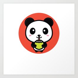 Kawaii Cute Panda Drinks Coconuts Panda Lover Art Print