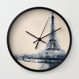 Paris Eiffel Tower - Sketch Art Wall Clock