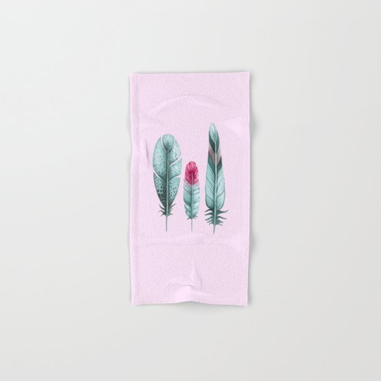 Watercolor feathers (pink) Hand & Bath Towel