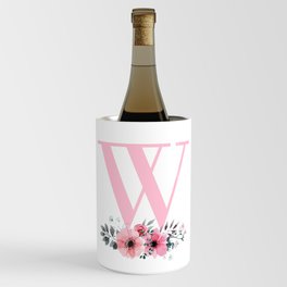Floral Botanical Watercolor Spray Monogram W Wine Chiller