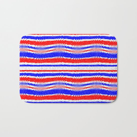 Red White Blue Waving Lines Bath Mat