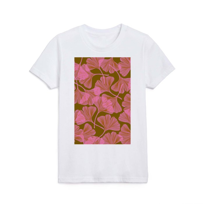 Abstraction_GINKGO_LEAVES_PATTERN_PINK_LOVE_POP_0618G Kids T Shirt