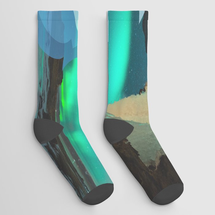 Aurora Lights & Wolf Socks