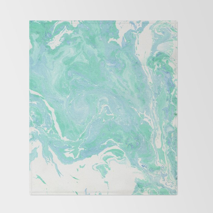 Marble Texture Background White Blue Green Marble Pattern Throw Blanket