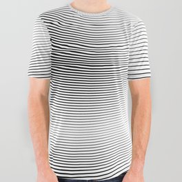 Abstract Geometric Stripe Pattern. Linear pattern in black color. Vintage curves. Wave lines.  All Over Graphic Tee