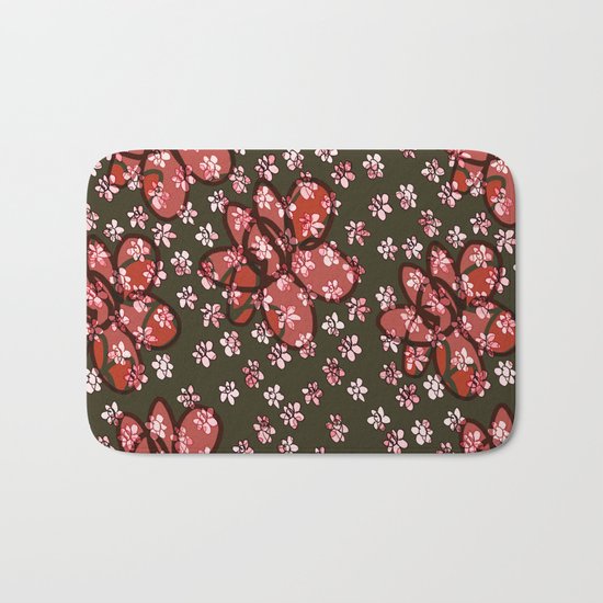 Seamless Pattern / Pink Flowers Bath Mat