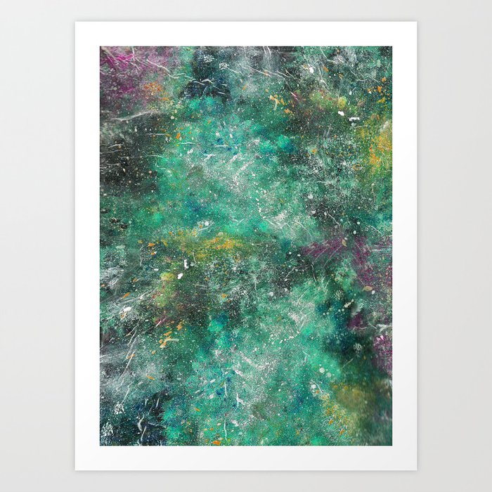 A galactic ocean -Green- Cosmic Painting Art Art Print