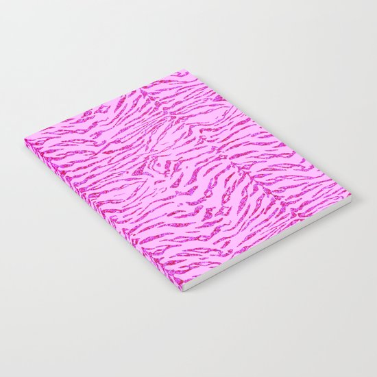 Light Pink Glitter Tiger Print Notebook