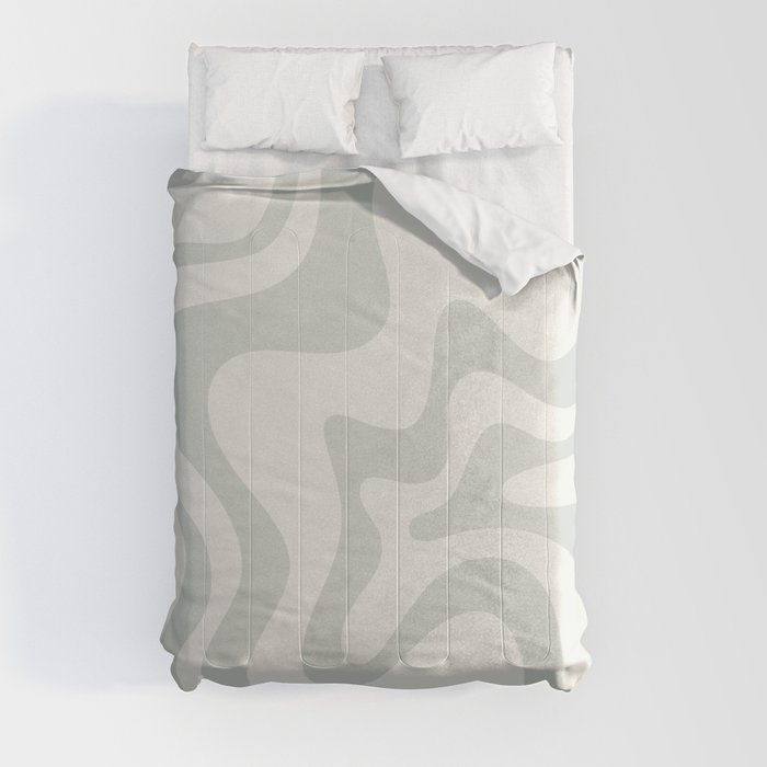 Liquid Swirl Abstract Pattern in Pale Stone and Light Silver Sage Gray Comforter