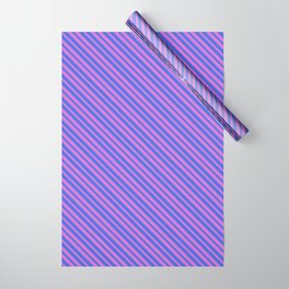 [ Thumbnail: Orchid and Royal Blue Colored Lined Pattern Wrapping Paper ]