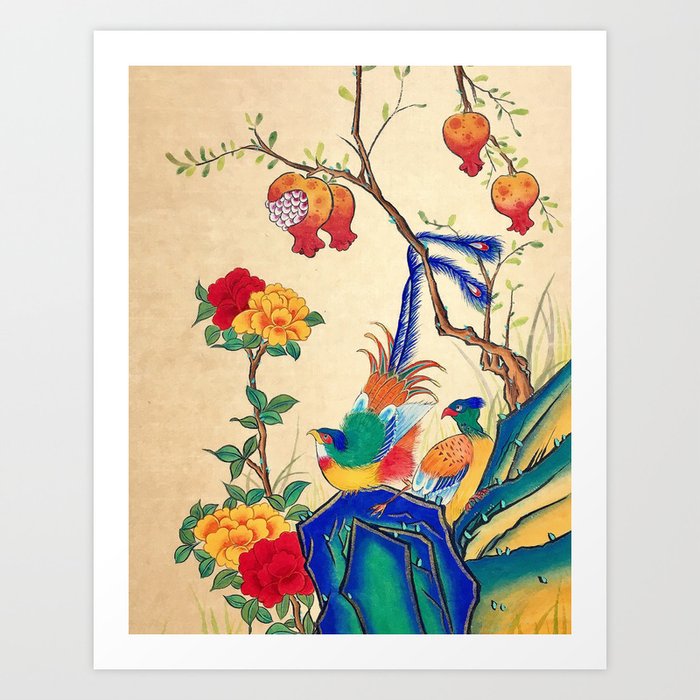 Minhwa: Birds and Peony  Art Print