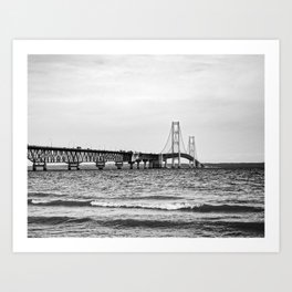 Mackinac Bridge. Black and white Art Print