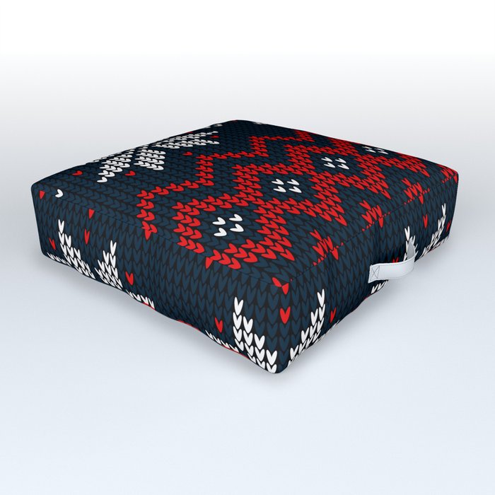 Seamless Knitted Christmas Pattern 06 Outdoor Floor Cushion